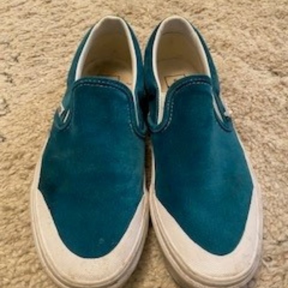 turquois velvet vans